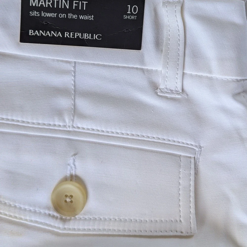 Banana Republic Martin Fit White Side Slit Pants Sz 10 Short NWT